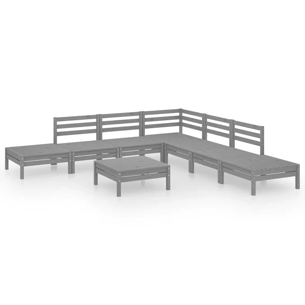 Garden Lounge Set 8 Piece Wooden Sofa Patio Furniture Grey Outdoor Lounger