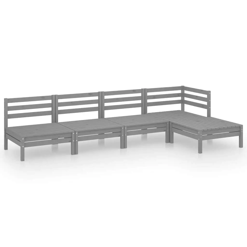 Garden Lounge Set 5 Piece Outdoor Furniture Pallet Design Grey Wooden Sofa
