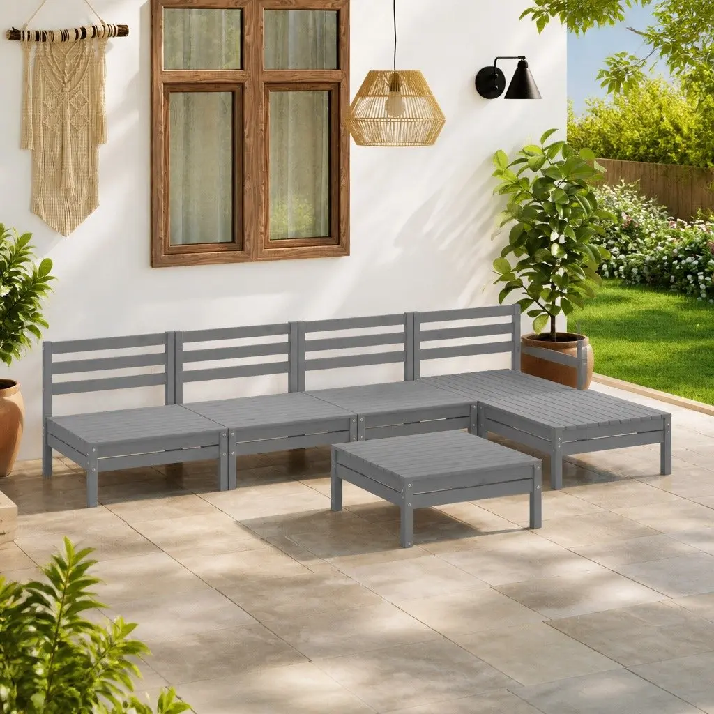 6 Piece Garden Lounge Set with Durable Pinewood Build