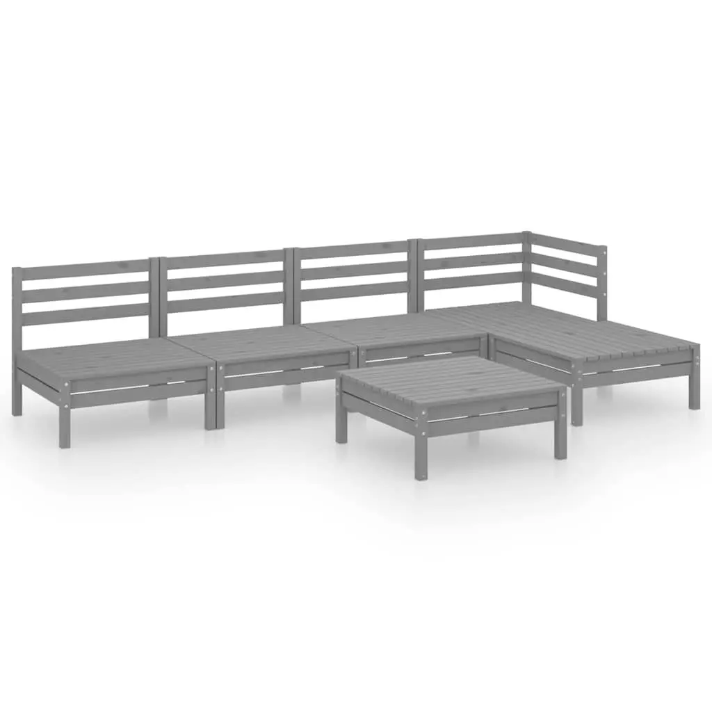 6 Piece Garden Lounge Set with Durable Pinewood Build