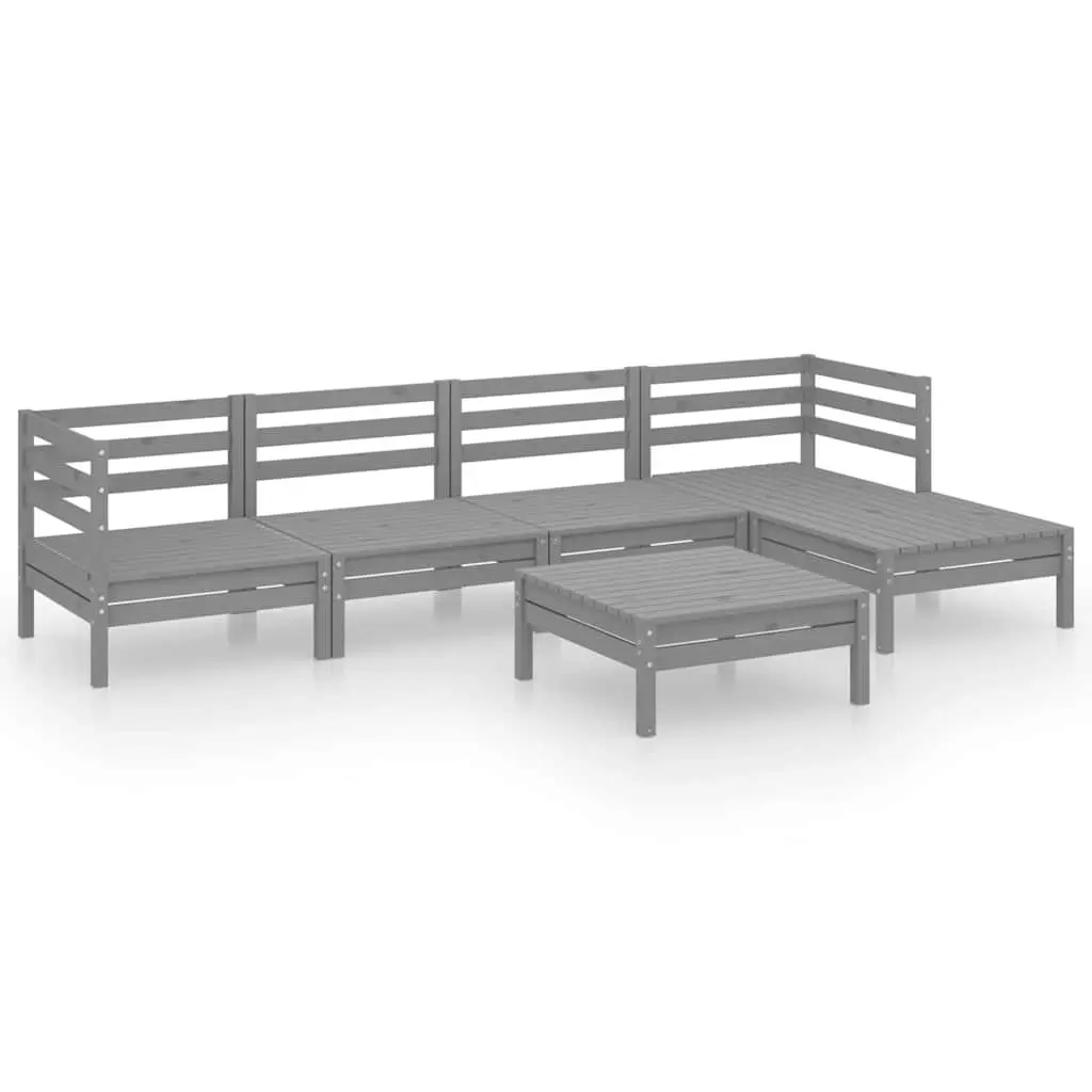 6 Piece Garden Lounge Set Outdoor Furniture Pallet Design Sofa Sectional Grey