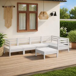 6 Piece Patio Lounge Set in Solid Pinewood