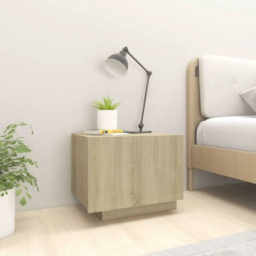Bedside Table Brown Engineered Wood Spacious Storage Nightstand