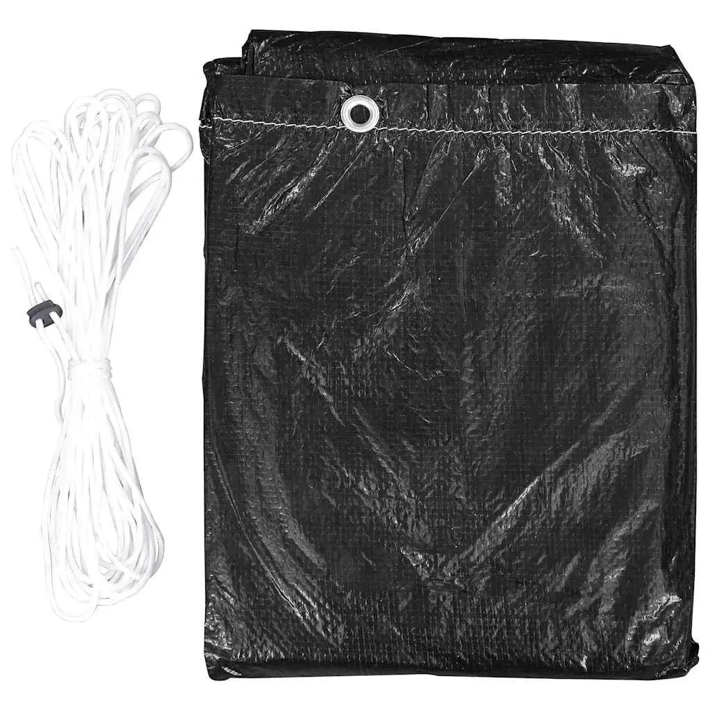 Garden Furniture Cover Set 2 Pieces Black Outdoor Protector with Eyelets