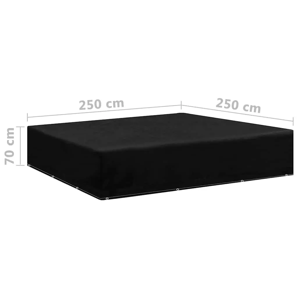 Garden Furniture Cover Set 2 Pieces Black Outdoor Protector with Eyelets