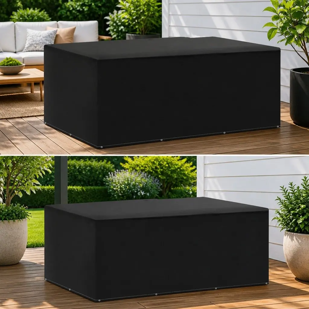 Garden Furniture Covers 2 Pcs Outdoor Rattan Bench Table Protection Eyelets Rope