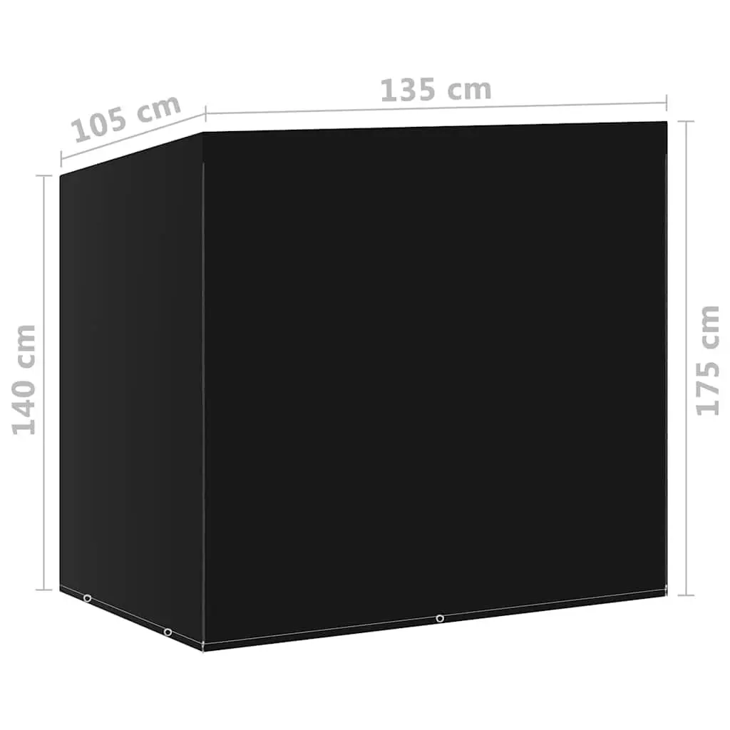 Swing Bench Cover Set Black 135 x 105 x 175 cm Durable Water-Resistant UV-Resistant with Eyelets Fastening