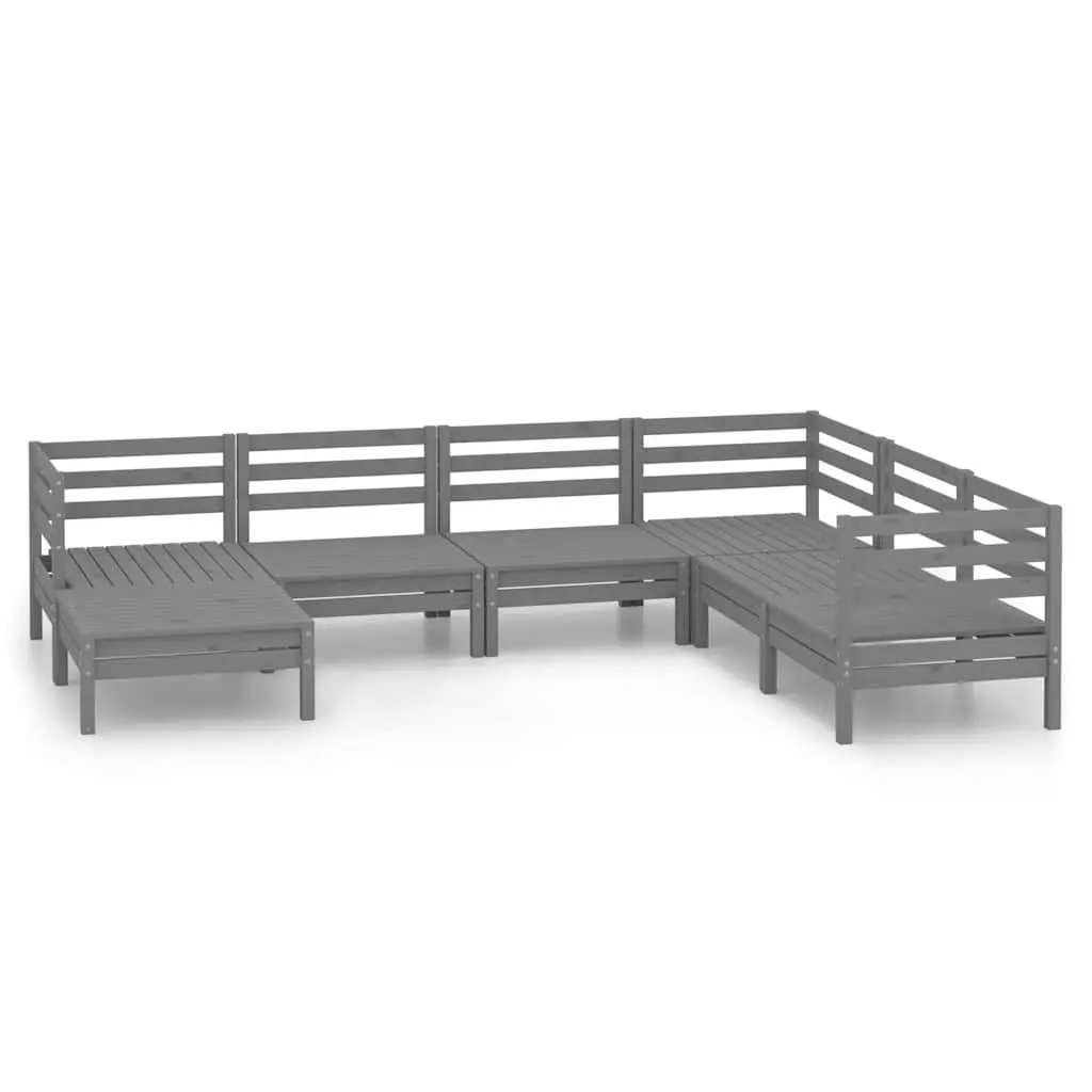 Garden Lounge Set 7 Piece Outdoor Patio Furniture Modular Wooden Sofa Grey