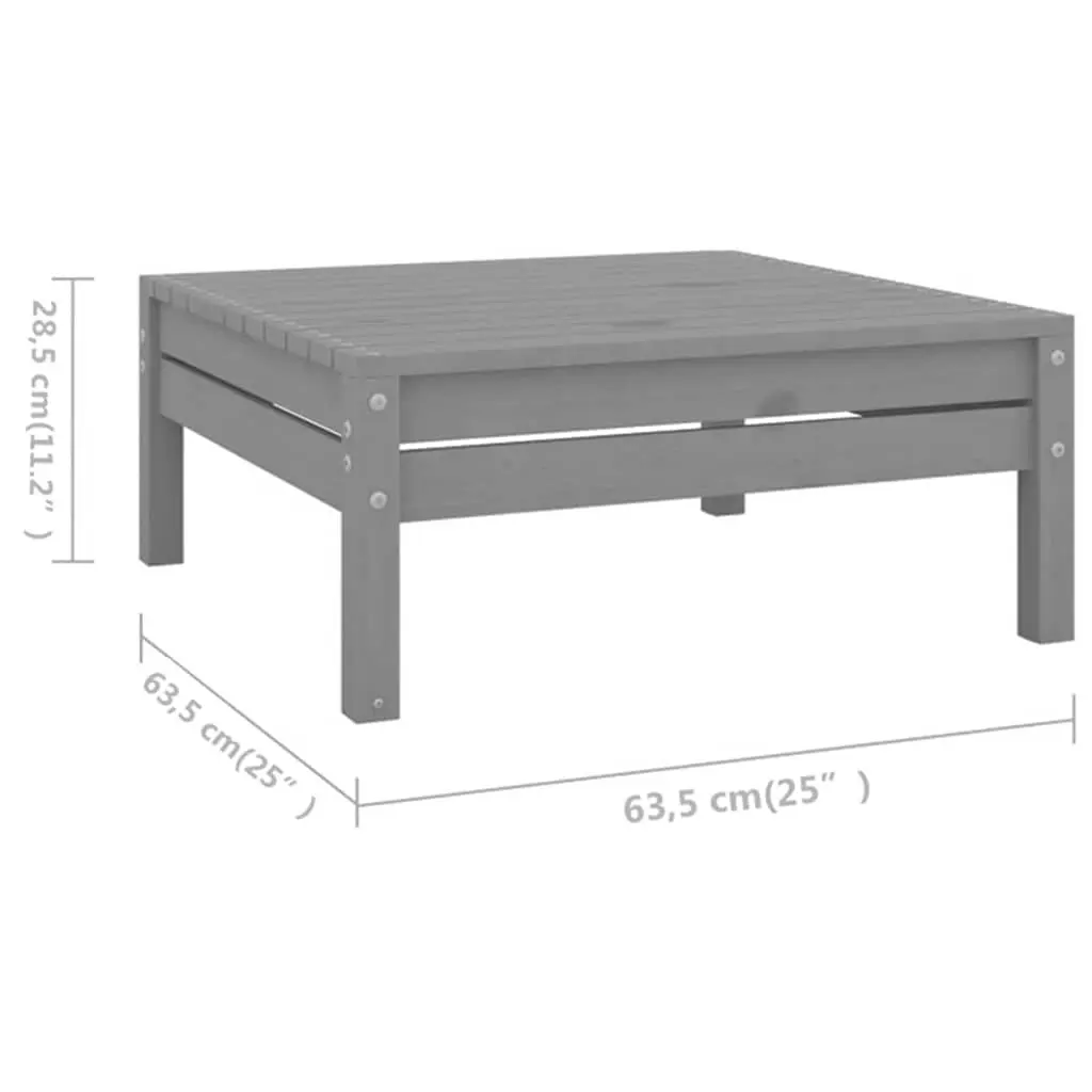 7 Piece Garden Lounge Set Grey Solid Pinewood Modular Outdoor Patio Furniture
