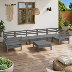 Concise 8-Piece Outdoor Lounge Set in Grey Wood