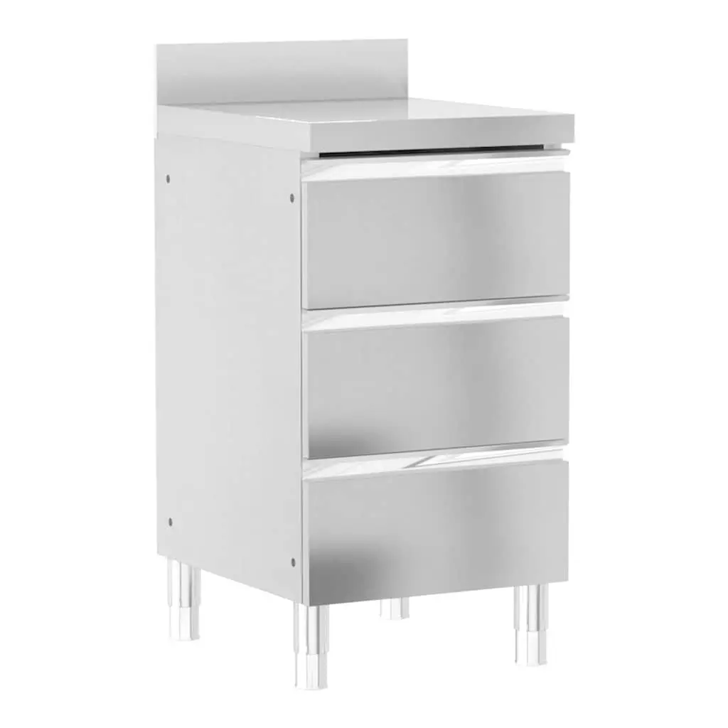 Stainless Steel Storage Cabinets Commercial Kitchen Set 3 Pieces Adjustable Feet Backsplash Water Pipe Hole