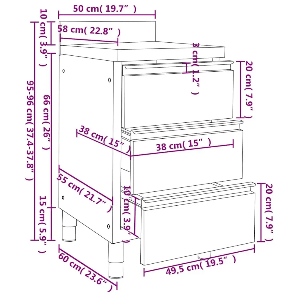 Stainless Steel Storage Cabinets Commercial Kitchen Set 3 Pieces Adjustable Feet Backsplash Water Pipe Hole