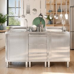Kitchen Cabinet Set in Stainless Steel