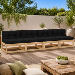 4 Piece Outdoor Garden Lounge Set with Cushions Pinewood Seating Anthracite