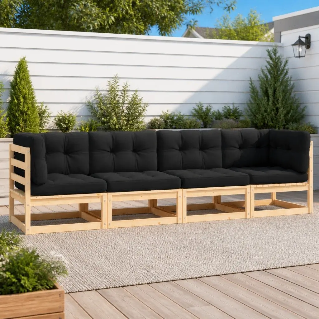 4 Piece Garden Lounge Set Anthracite Solid Pinewood Cushions Outdoor Sofa Seating