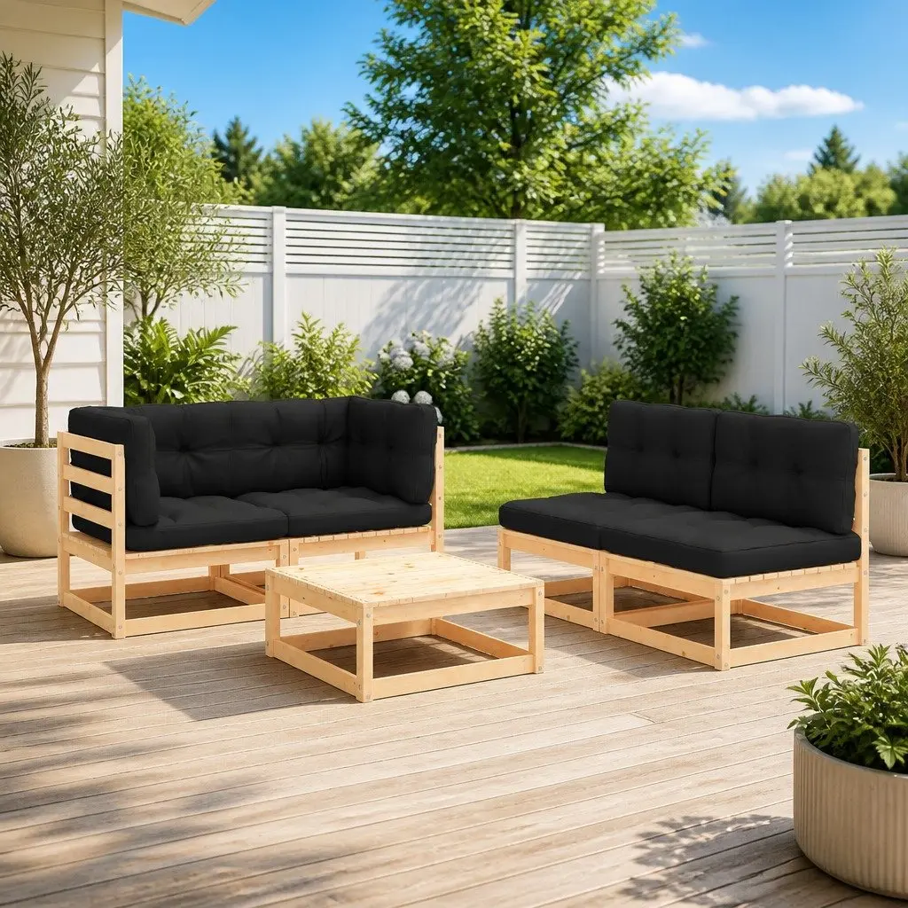 Garden Lounge Set Anthracite 5 Piece Outdoor Furniture Patio Sofa Relaxation