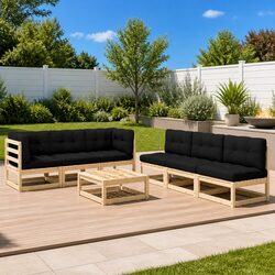 Concise 7 Piece Garden Lounge Set with Cushions