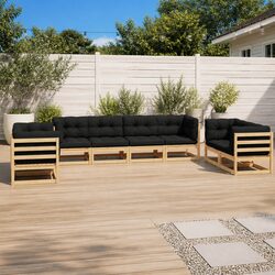 Compact 8-Piece Garden Lounge Set - Solid Pinewood