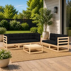Solid 6 Piece Lounge Set for Outdoor Spaces
