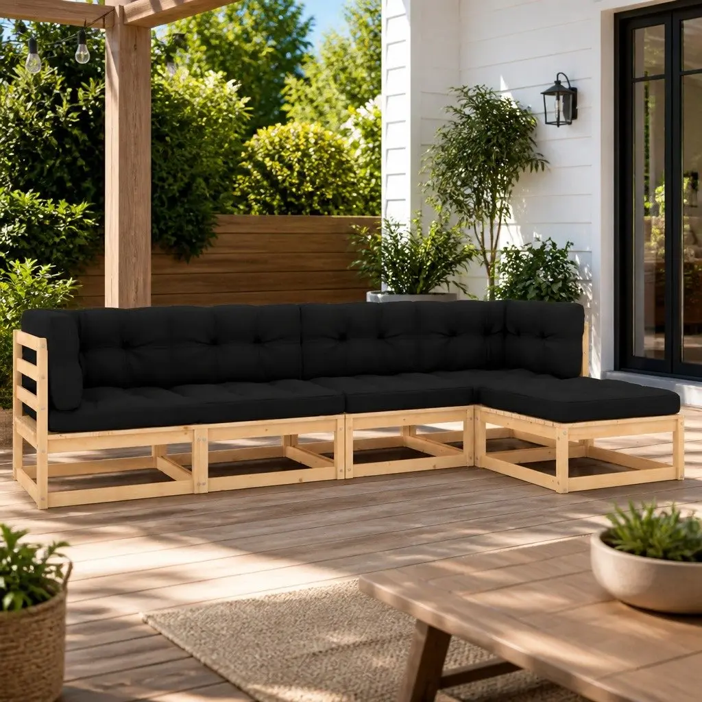 5 Piece Garden Lounge Set Anthracite Solid Pinewood Sofa Seating