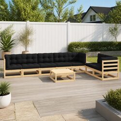Garden Lounge Set 8 Piece Outdoor Furniture Modular Pinewood Anthracite