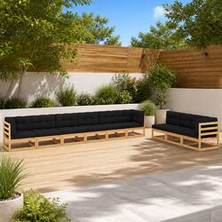 Compact 9 Piece Garden Lounge Set in Solid Pinewood