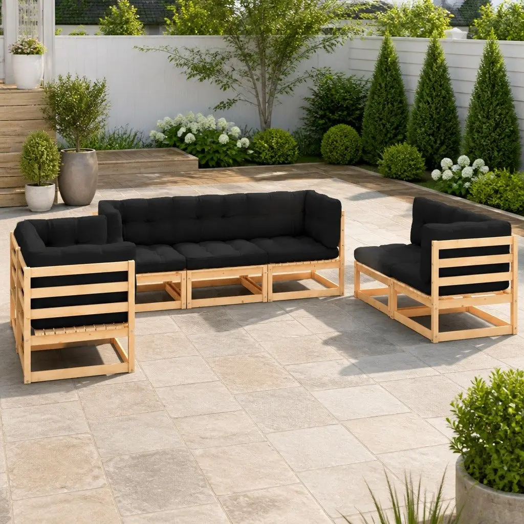 7 Piece Garden Lounge Set Outdoor Furniture Modular Seating with Cushions