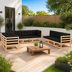 Sturdy 8 Piece Garden Lounge Set with Cushions