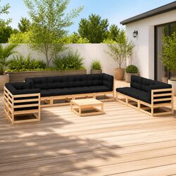10 Piece Garden Lounge Set with Cushions Outdoor Furniture Relaxation Seating