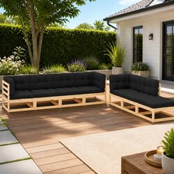 7 Piece Garden Lounge Set Outdoor Furniture Modular Seating Anthracite Cushions