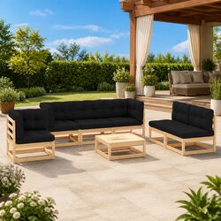 7 Piece Garden Lounge Set with Cushions Outdoor Furniture Modular Relaxation