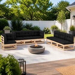 Concise 7 Piece Outdoor Lounge Set with Modular Design