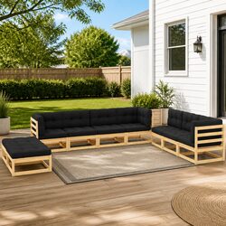 Concise 9-Piece Outdoor Lounge Set with Modular Design