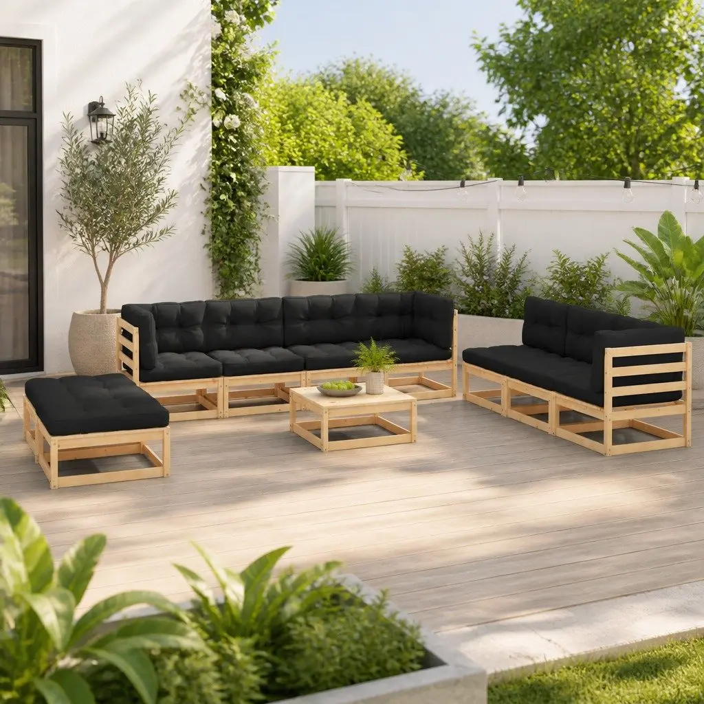 10 Piece Garden Lounge Set Anthracite Modular Outdoor Furniture with Cushions