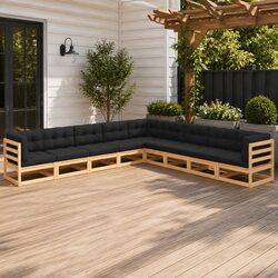9 Piece Garden Lounge Set with Cushions—Sturdy & Comfortable