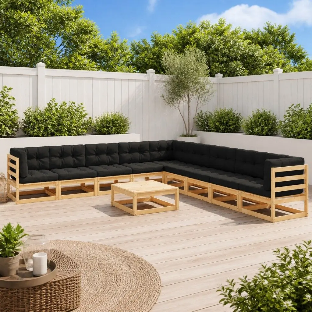 10 Piece Modular Garden Lounge Set Anthracite with Cushions