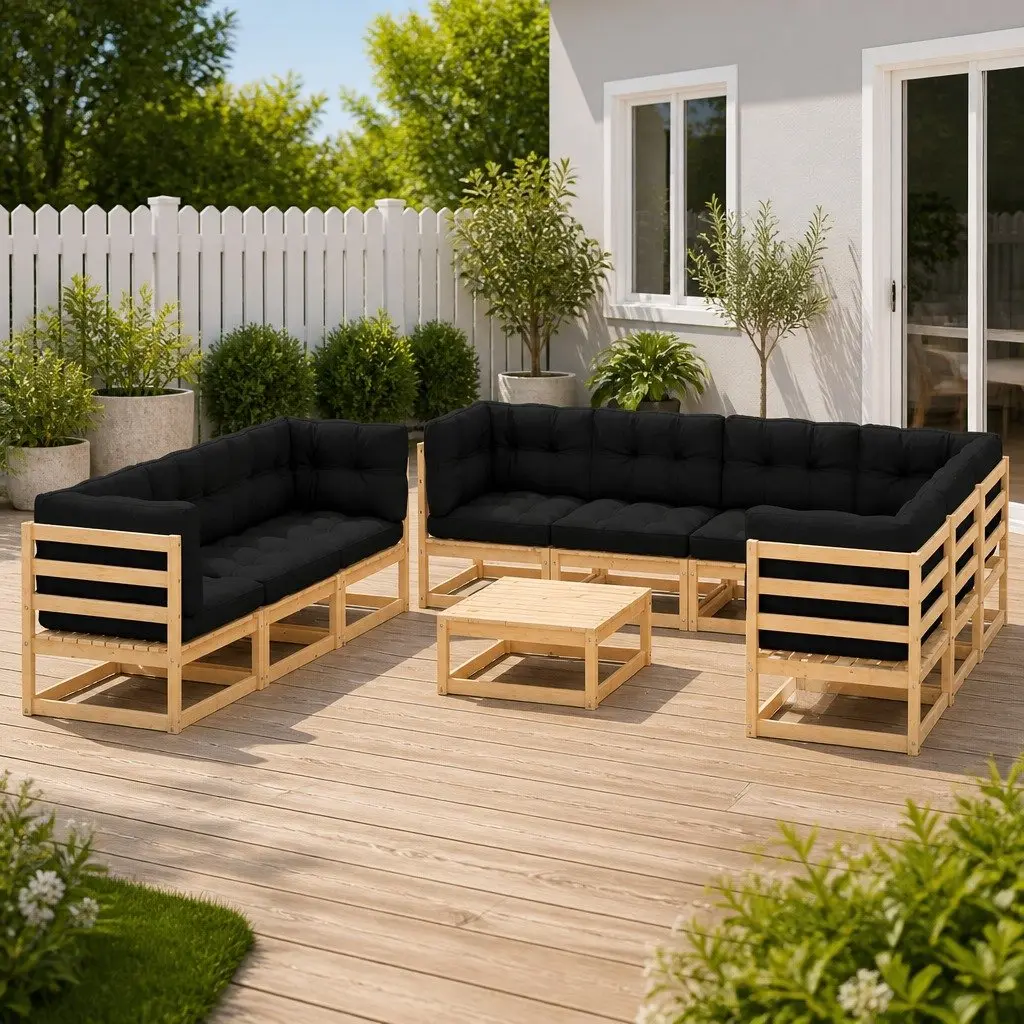 10 Piece Garden Lounge Set with Cushions Modular Outdoor Furniture Anthracite