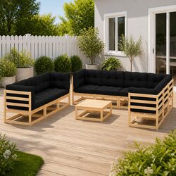 Concise 10 Piece Anthracite Lounge Set with Cushions