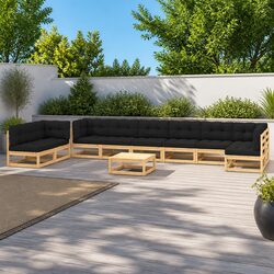 Compact 10-Piece Lounge Set for Outdoor Enjoyment