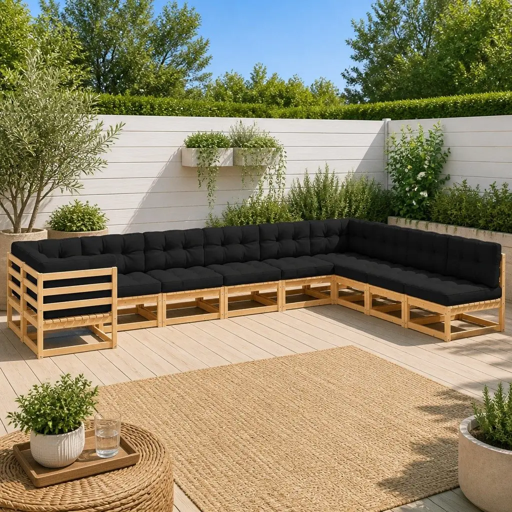 Garden Lounge Set Anthracite 10 Piece Pallet Sofa Outdoor Furniture with Cushions