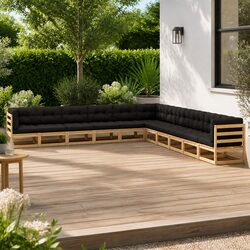 Concise Garden Lounge Set with 11 Pieces and Anthracite Cushions