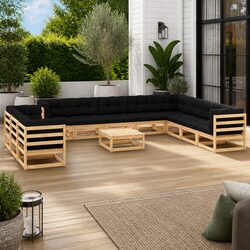 Stylish 12 Piece Pallet Lounge Set for Outdoor Use