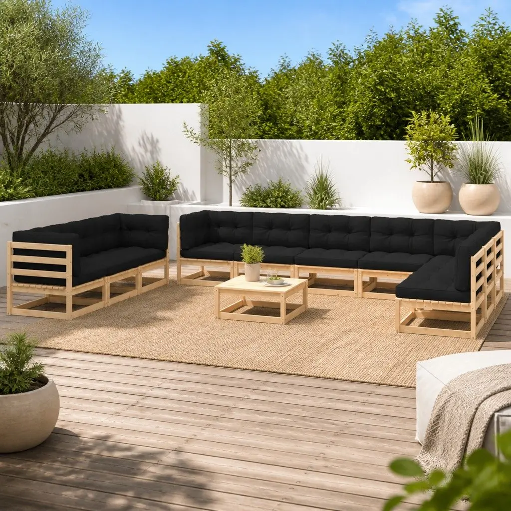 Garden Lounge Set Anthracite 11 Piece Pallet Sofa Outdoor Patio