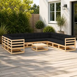 Garden Lounge Set 11 Piece Outdoor Furniture Sofa Pallet Design with Cushions