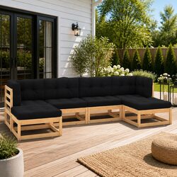 Compact and Stylish 6-Piece Lounge Set for Outdoors
