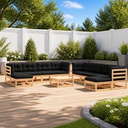 Compact and Confident: 11-Piece Garden Lounge Sofa Set