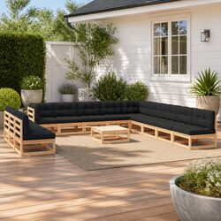 Concise 13-Piece Garden Lounge Set with Cushions