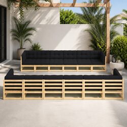 Garden Lounge Set 12 Piece Outdoor Patio Sofa Furniture with Cushions Pinewood