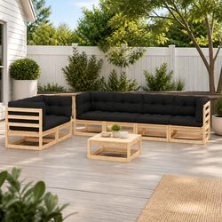 Concise 7 Piece Lounge Set for Outdoor Relaxation