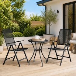 3-Piece Garden Dining Set with Foldable Chairs